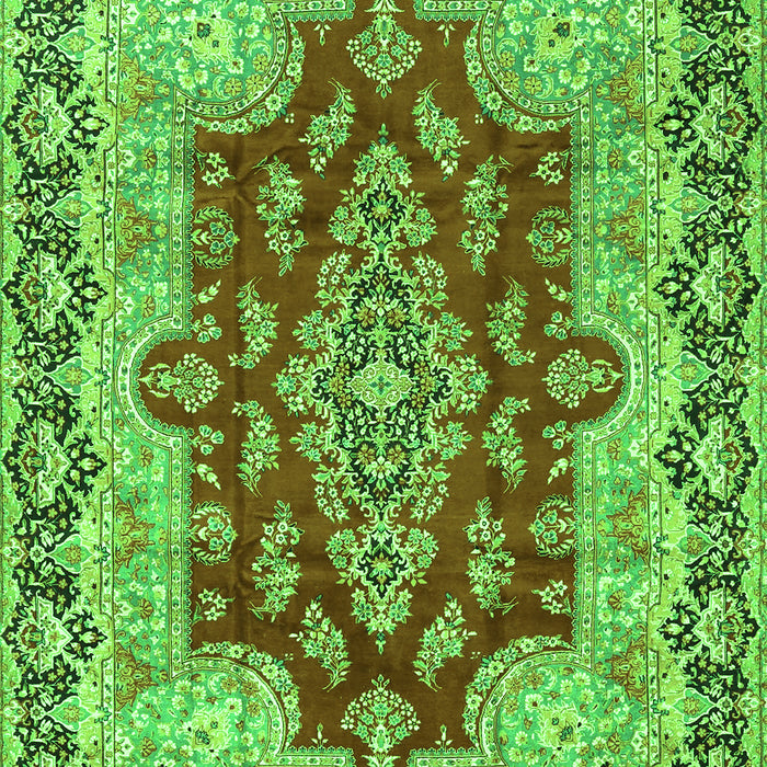 Serging Thickness of Machine Washable Persian Green Traditional Area Rugs, wshtr4096grn