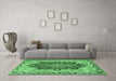 Machine Washable Persian Emerald Green Traditional Area Rugs in a Living Room,, wshtr4096emgrn