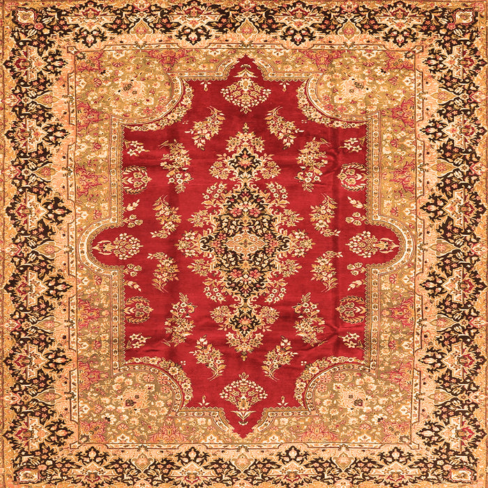 Round Machine Washable Persian Orange Traditional Area Rugs, wshtr4096org