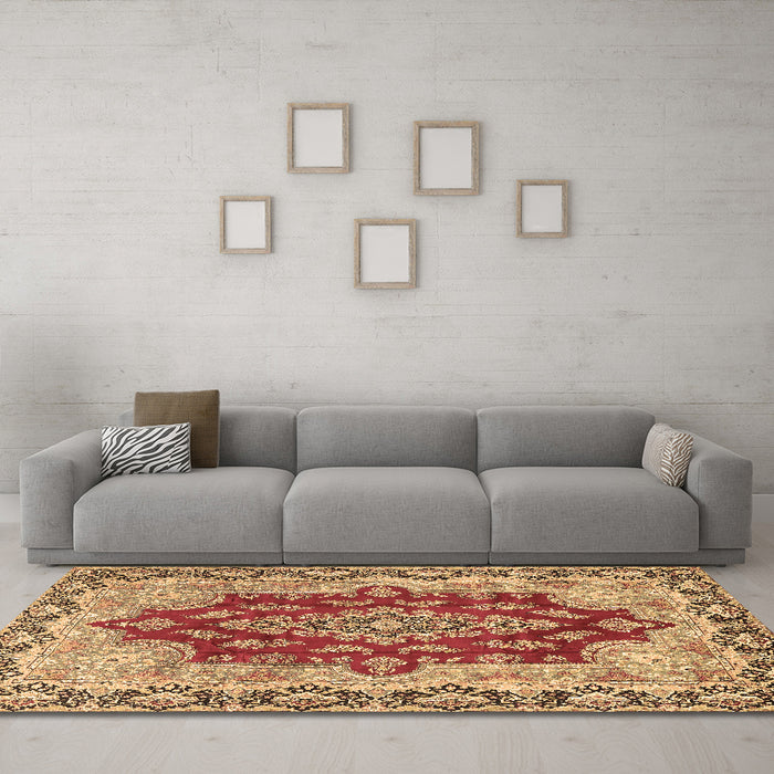Machine Washable Persian Brown Traditional Rug in a Living Room,, wshtr4096brn