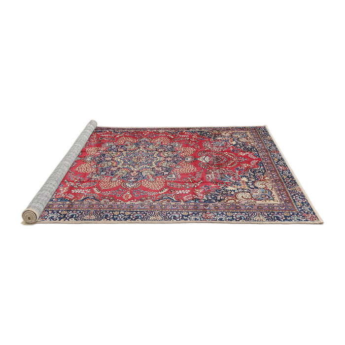 Sideview of Machine Washable Traditional Brown Red Rug, wshtr4097