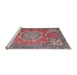 Sideview of Machine Washable Traditional Brown Red Rug, wshtr4097