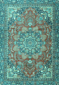 Medallion Turquoise Traditional Rug, tr4097turq