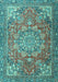 Medallion Turquoise Traditional Rug, tr4097turq