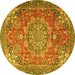 Round Medallion Yellow Traditional Rug, tr4097yw