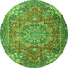 Square Medallion Green Traditional Rug, tr4097grn