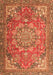 Serging Thickness of Machine Washable Medallion Orange Traditional Area Rugs, wshtr4097org