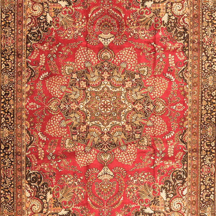 Serging Thickness of Machine Washable Medallion Orange Traditional Area Rugs, wshtr4097org