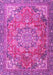 Machine Washable Medallion Pink Traditional Rug, wshtr4097pnk