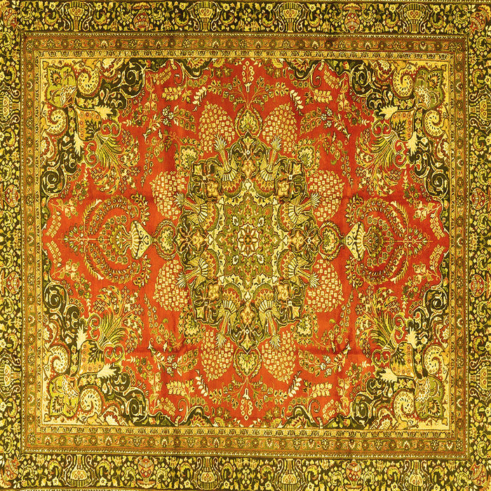 Square Medallion Yellow Traditional Rug, tr4097yw