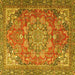 Square Medallion Yellow Traditional Rug, tr4097yw