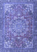 Machine Washable Medallion Blue Traditional Rug, wshtr4097blu