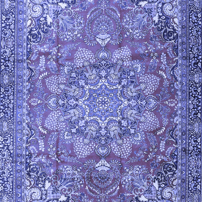 Machine Washable Medallion Blue Traditional Rug, wshtr4097blu