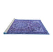 Sideview of Machine Washable Medallion Blue Traditional Rug, wshtr4097blu