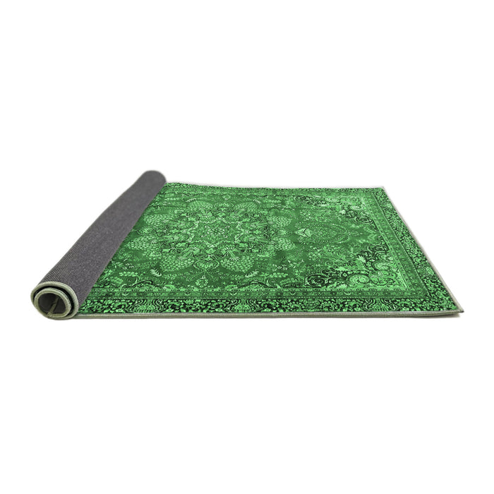 Sideview of Medallion Emerald Green Traditional Rug, tr4097emgrn