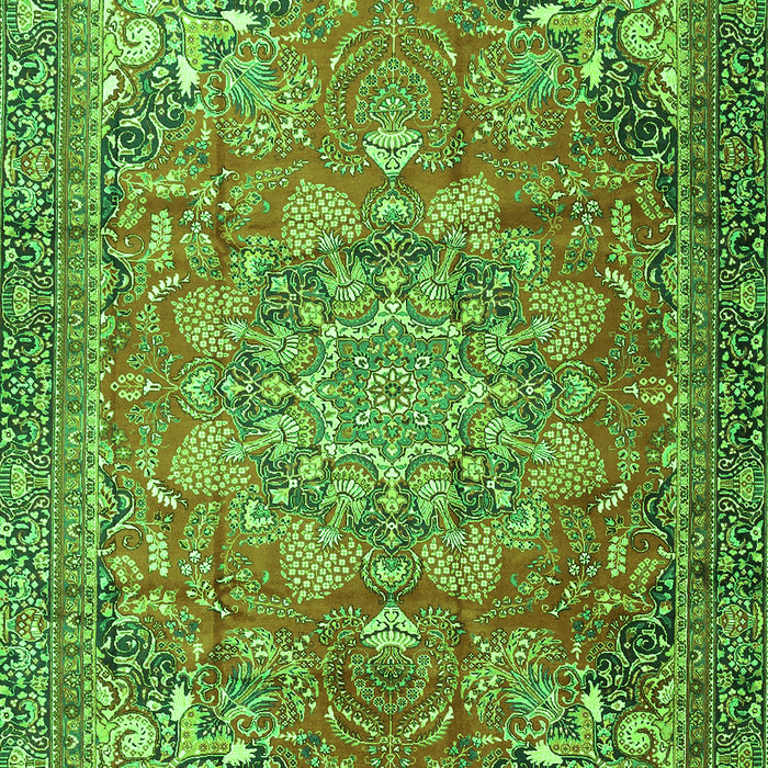 Serging Thickness of Machine Washable Medallion Green Traditional Area Rugs, wshtr4097grn