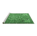 Sideview of Machine Washable Medallion Emerald Green Traditional Area Rugs, wshtr4097emgrn