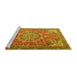 Sideview of Machine Washable Medallion Yellow Traditional Rug, wshtr4097yw