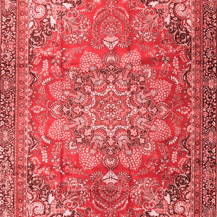 Machine Washable Medallion Red Traditional Rug, wshtr4097red