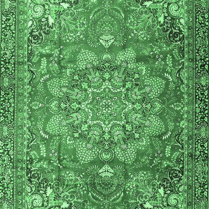 Machine Washable Medallion Emerald Green Traditional Area Rugs, wshtr4097emgrn