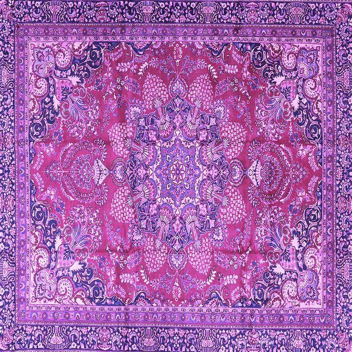 Square Machine Washable Medallion Purple Traditional Area Rugs, wshtr4097pur