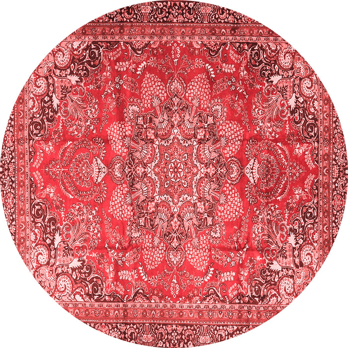 Machine Washable Medallion Red Traditional Rug, wshtr4097red