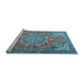 Sideview of Machine Washable Medallion Light Blue Traditional Rug, wshtr4097lblu