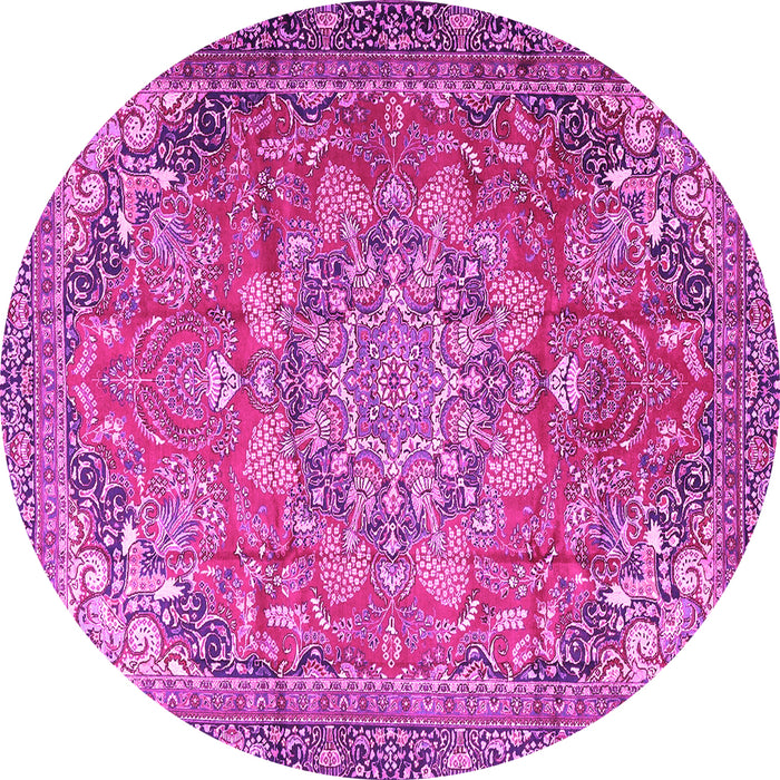 Round Medallion Pink Traditional Rug, tr4097pnk