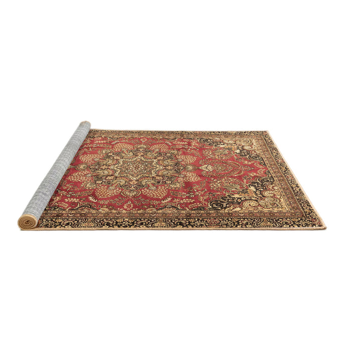 Sideview of Machine Washable Medallion Brown Traditional Rug, wshtr4097brn