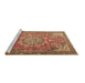 Sideview of Machine Washable Medallion Brown Traditional Rug, wshtr4097brn