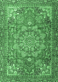 Medallion Emerald Green Traditional Rug, tr4097emgrn