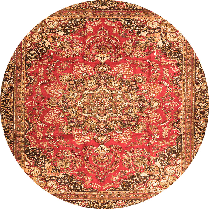 Machine Washable Medallion Orange Traditional Area Rugs, wshtr4097org