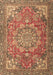 Machine Washable Medallion Brown Traditional Rug, wshtr4097brn