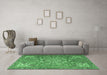 Machine Washable Medallion Emerald Green Traditional Area Rugs in a Living Room,, wshtr4097emgrn