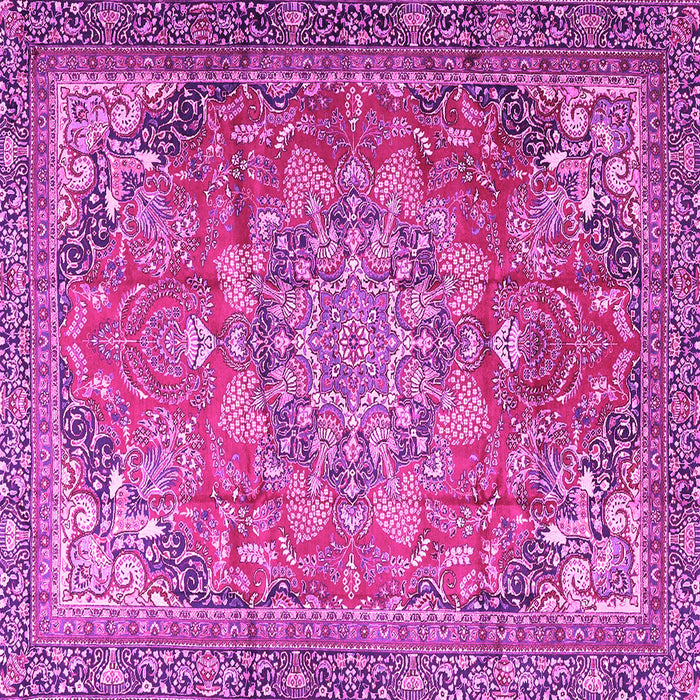 Square Machine Washable Medallion Pink Traditional Rug, wshtr4097pnk