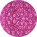 Round Persian Pink Traditional Rug, tr4098pnk