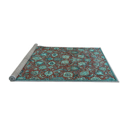 Sideview of Machine Washable Persian Light Blue Traditional Rug, wshtr4098lblu