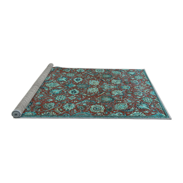 Sideview of Machine Washable Persian Light Blue Traditional Rug, wshtr4098lblu