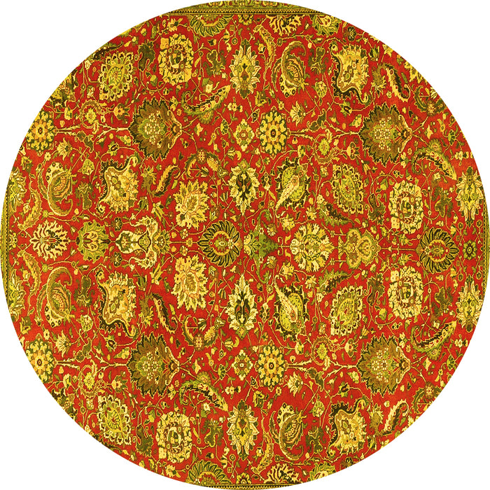Round Persian Yellow Traditional Rug, tr4098yw