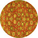 Round Persian Yellow Traditional Rug, tr4098yw