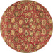 Round Persian Brown Traditional Rug, tr4098brn