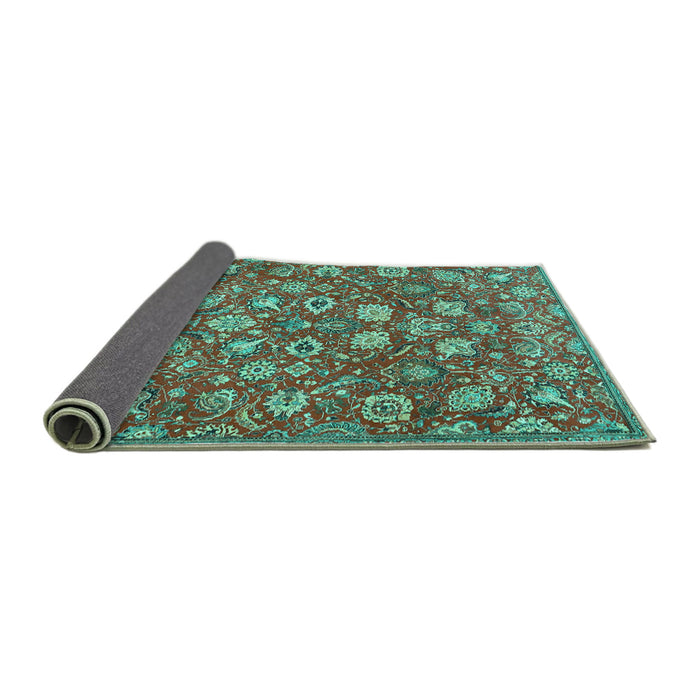 Sideview of Persian Turquoise Traditional Rug, tr4098turq