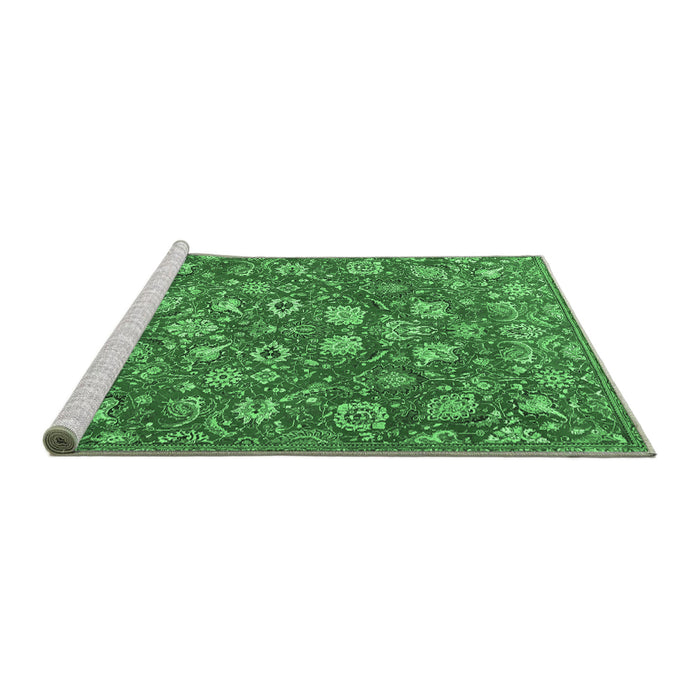 Sideview of Machine Washable Persian Emerald Green Traditional Area Rugs, wshtr4098emgrn