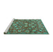 Sideview of Machine Washable Persian Turquoise Traditional Area Rugs, wshtr4098turq