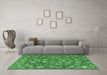 Machine Washable Persian Emerald Green Traditional Area Rugs in a Living Room,, wshtr4098emgrn