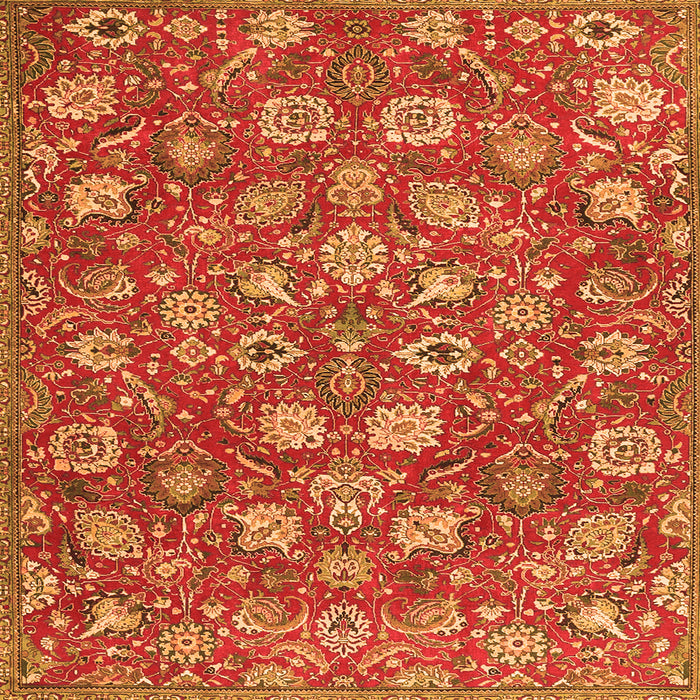 Round Machine Washable Persian Orange Traditional Area Rugs, wshtr4098org