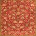 Round Machine Washable Persian Orange Traditional Area Rugs, wshtr4098org