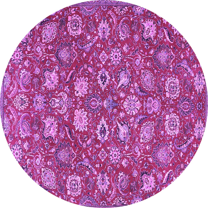 Round Machine Washable Persian Purple Traditional Area Rugs, wshtr4098pur