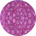 Round Machine Washable Persian Purple Traditional Area Rugs, wshtr4098pur