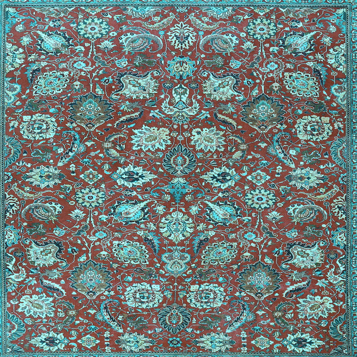 Square Machine Washable Persian Light Blue Traditional Rug, wshtr4098lblu